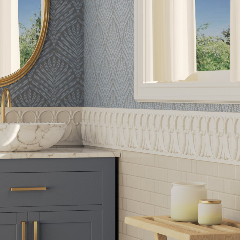 Primed Gray Polyurethane Geometric Chair Rail Moulding