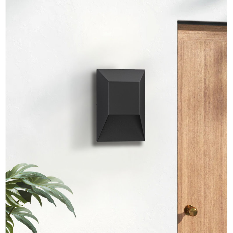 Applique murale d'extérieur à 1 lumière DEL en fer noir à intensité variable 1 lumière H