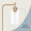 Lampe sur pied arquée en métal 61 po avec abat-jour en verre Liza pour les salons, les chambres et les bureaux
