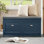 Banc de rangement à chaussures bleu étroit avec tiroirs rabattables et siège rembourré pour hall d'entrée, l 40,9 po x P 9,4 po x H 20 po