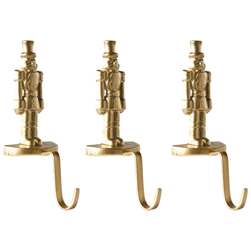 Set of 3 Christmas Stocking Holders KAJAANI Nutcracker 21 cm Black, Gold