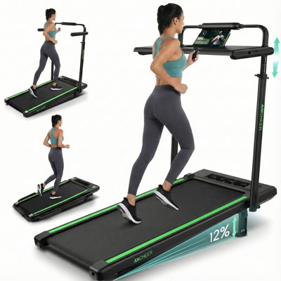Himimi Folding Treadmill, 7 Percent Incline, 300 lb Capacity, 3.5 HP Motor and Handlebar for Home and Office