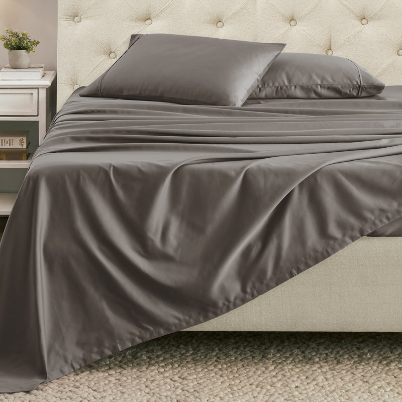 Superior 1500 Thread Count Cotton Blend Deep Pocket Sheet Set, Gray , Full Sheet Set
