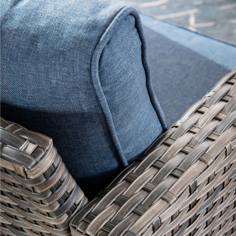 Chaden Wicker 7 - Person Patio Conversation Set with Cushions, Blue
