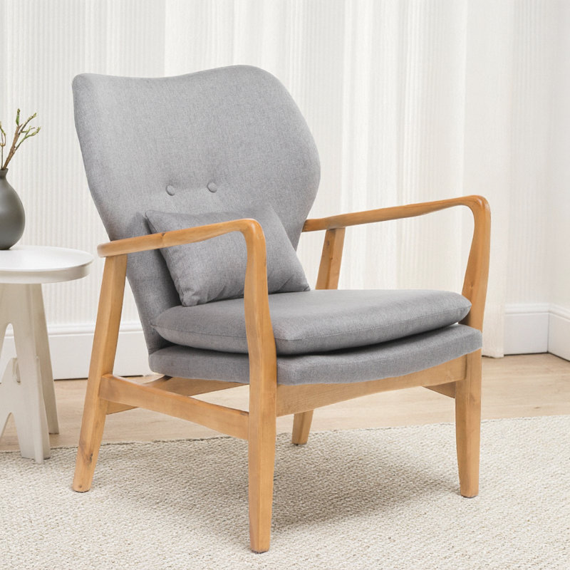 Élégant fauteuil club à structure en bois - confort moderne Mid-Century, Gray
