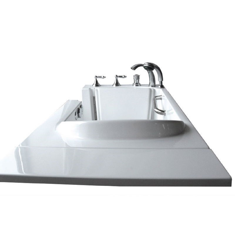 52'' x 30'' Fiberglass Bathtub with Faucet, Left, White