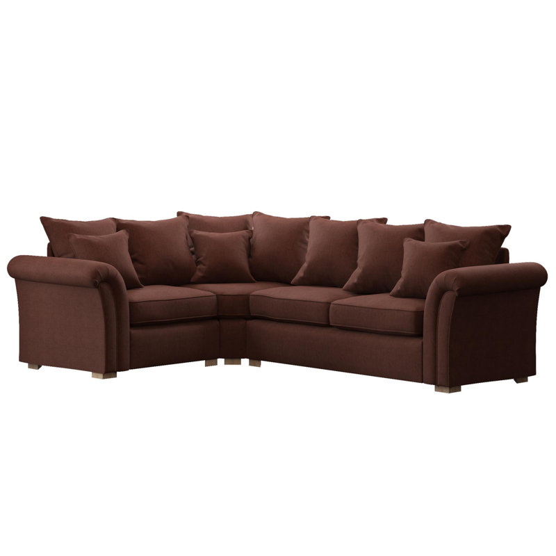 Castleacre Corner with two seats, Scatter Back, Brick Polyester, Right Hand Facing
