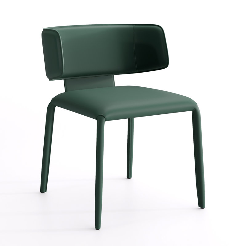 Chaise d'appoint rembourrée en cuir avec siège rembourré Saddle, Vert