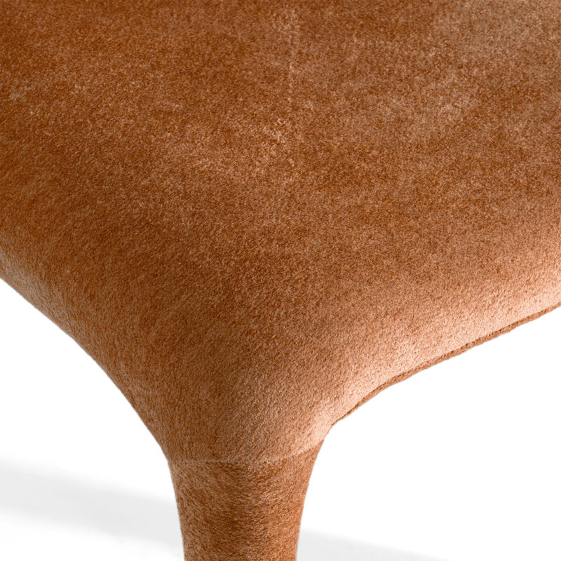 Chaise avec accoudoirs à oreilles Margart, Velours rouille