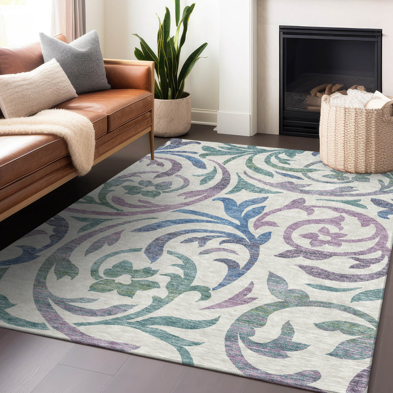 Premium Machine Washable Prisco White Rug, Rectangle 2'6" x 3'10"