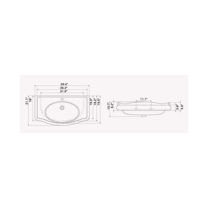 CeraStyle By Nameeks 1837 21.06'' White Ceramic Specialty Bathroom Sink with Overflow, Single Hole