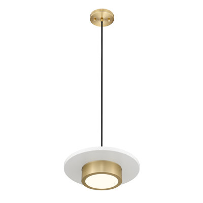 Ludo 12 inch Matte White + Modern Gold 1 Light Pendant