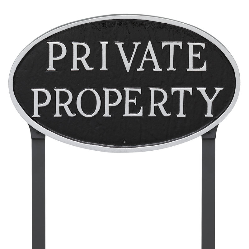 Enseigne de jardin Private Property, Noir / argent