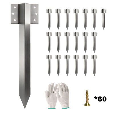 Outsunny 20 Pack Railway Sleeper Brackets, 41 cm Heavy Duty Metal Stakes