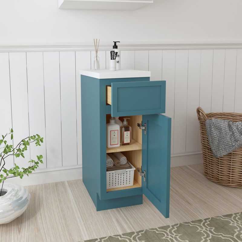 Base de meuble-lavabo simple 12 po seulement, Bleu sarcelle