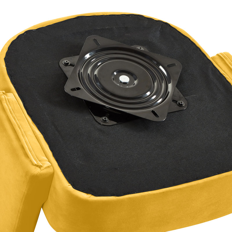 Chaise moderne à 360 degrés, fauteuil rembourré en velours jaune pour le bureau, siège confortable et chambre pivotante confortable avec matériaux, look élégant et rotatif