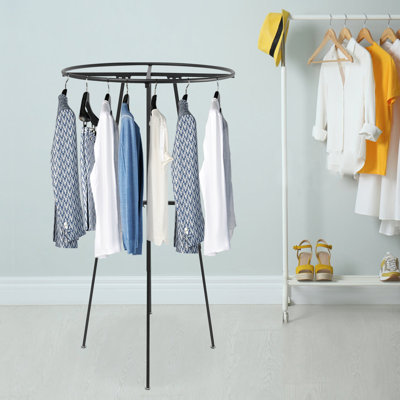 Round Clothing Rack Floor Standing Clothes Hanging Rack Adjustable Height