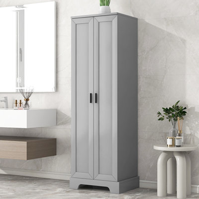 Armoire de rangement avec deux portes pour salle de bain, bureau, tablette réglable, panneau de fibres à densité moyenne