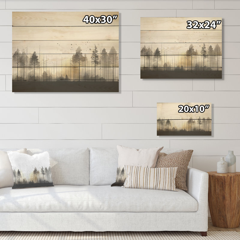 Minimalisme des forêts, fréquence I - art mural en bois minimalisme sur bois de pin naturel, H 30 po x l 40 po