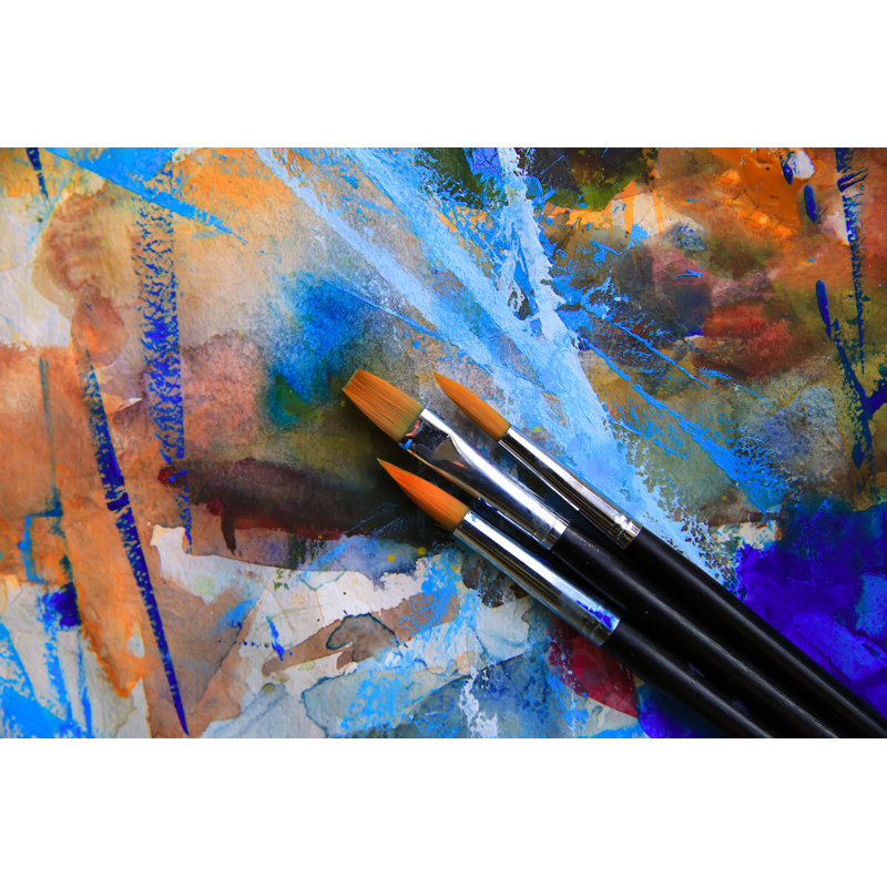 Brushes And Palette. - Wrapped Canvas Print, 30cm H x 46cm W x 3.8cm D