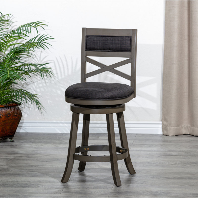 Chaise pivotante de 24 po à hauteur de comptoir, gris anthracite, tissu gris anthracite, complète le tabouret de cuisine avec mécanisme, finition grise, revêtement, ajoute de la classe
