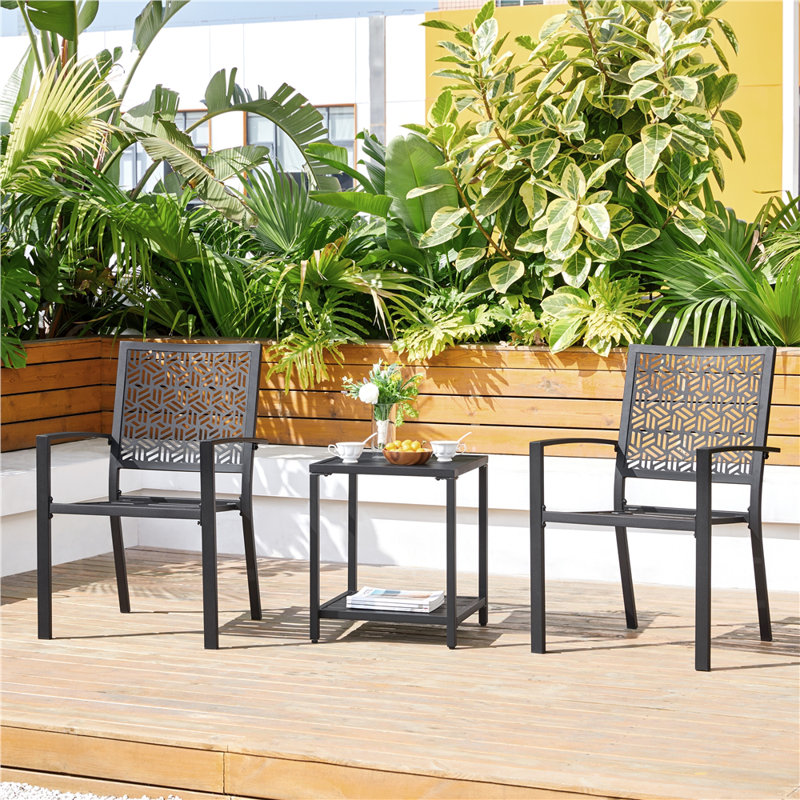 Ensemble de 2 chaises de bistro d'extérieur avec siège à lattes