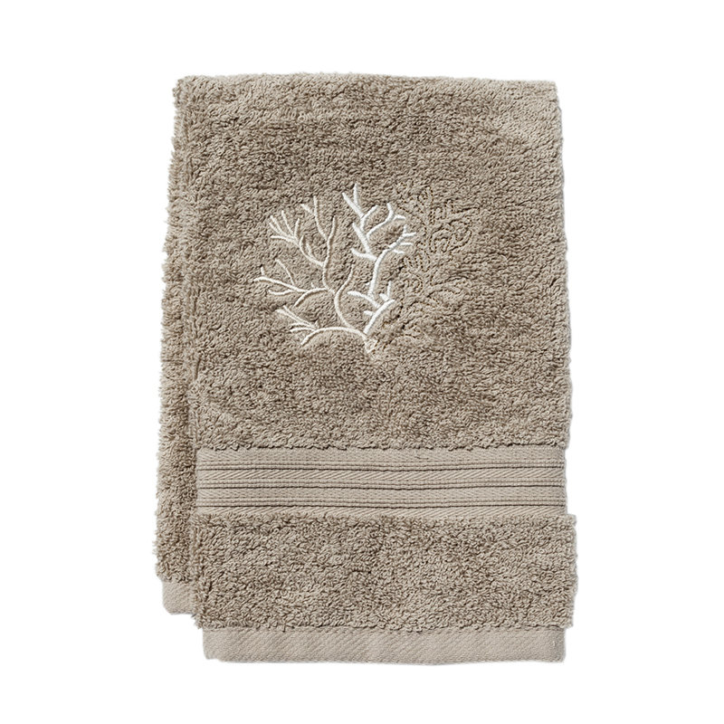 Fingertip Towel, White/Beige