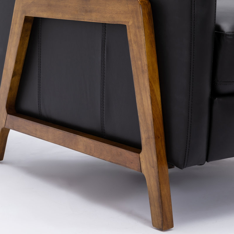 Fauteuil inclinable Bosse en cuir véritable, Cuir véritable noir