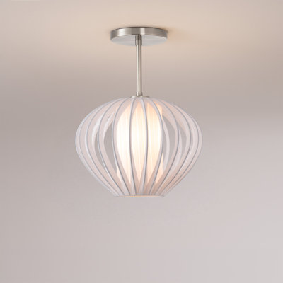Mouton Semi Flush Mount Satin Nickel, White Satin Shade
