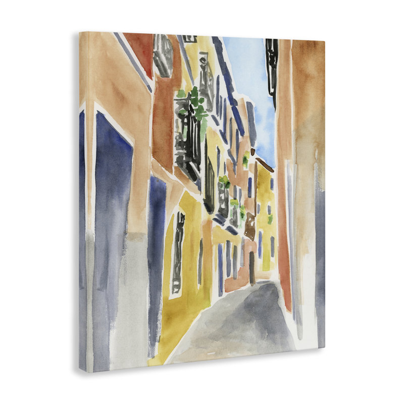 Art mural sur toile de l'architecture de la ville de Madrid, design par June Erica Vess, H 20 po x l 16 po