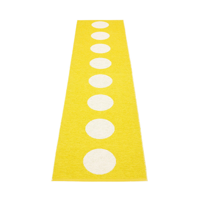Vera Polka Dots Area Rug in Yellow/White, Runner 2'4" x 9'10", Lemon