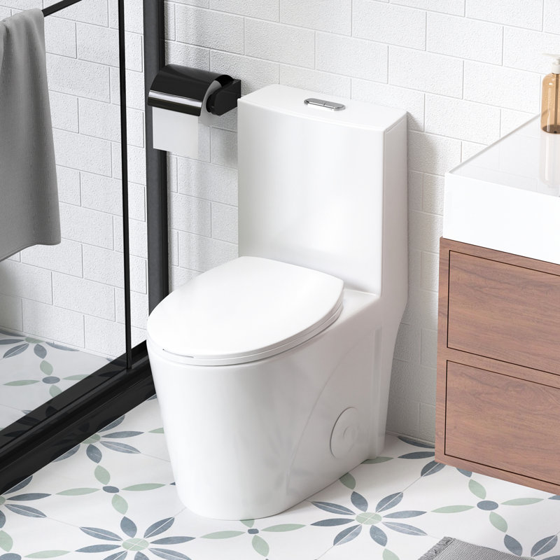 Bathroom Toilet, Dual Flush 1.1/1.6 , Ceramic, Glossy White, Soft Close Elongated Seat White Comfort Seat, Bowl