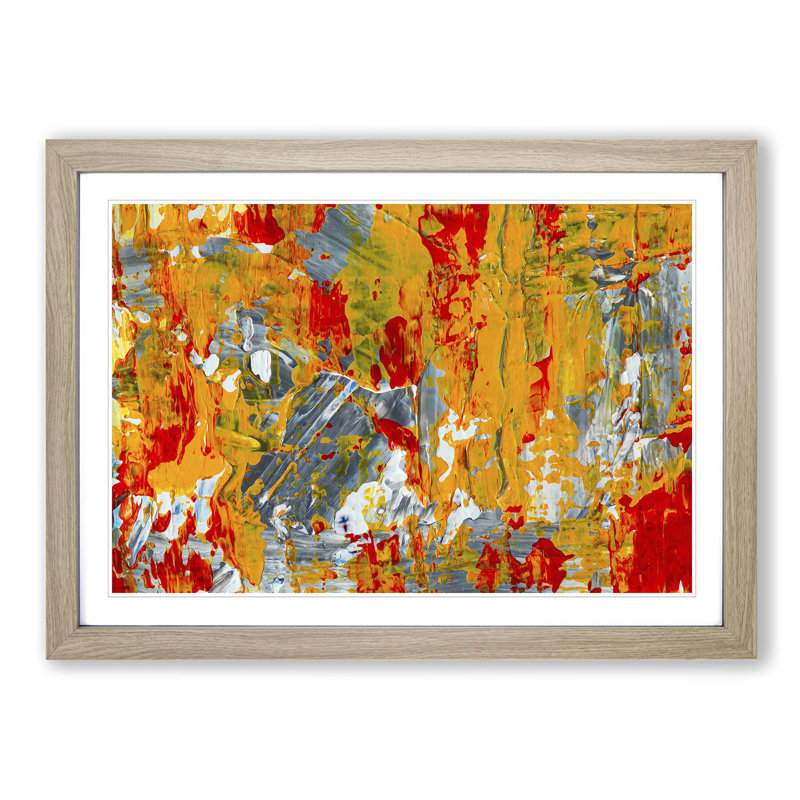 Abstract Art Painting Vol.217 by S.Johnson - Picture Frame Painting Print, 62cm H x 87cm W x 2cm D, Oak Framed