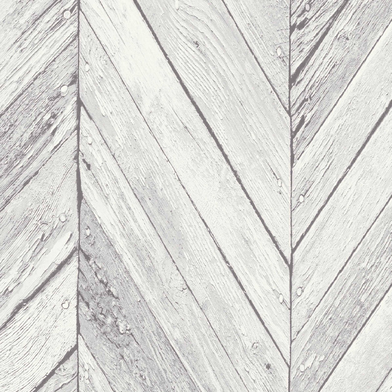 Dalessio Wood & Shiplap Vinyl Peel & Stick Wallpaper Roll, Light Gray