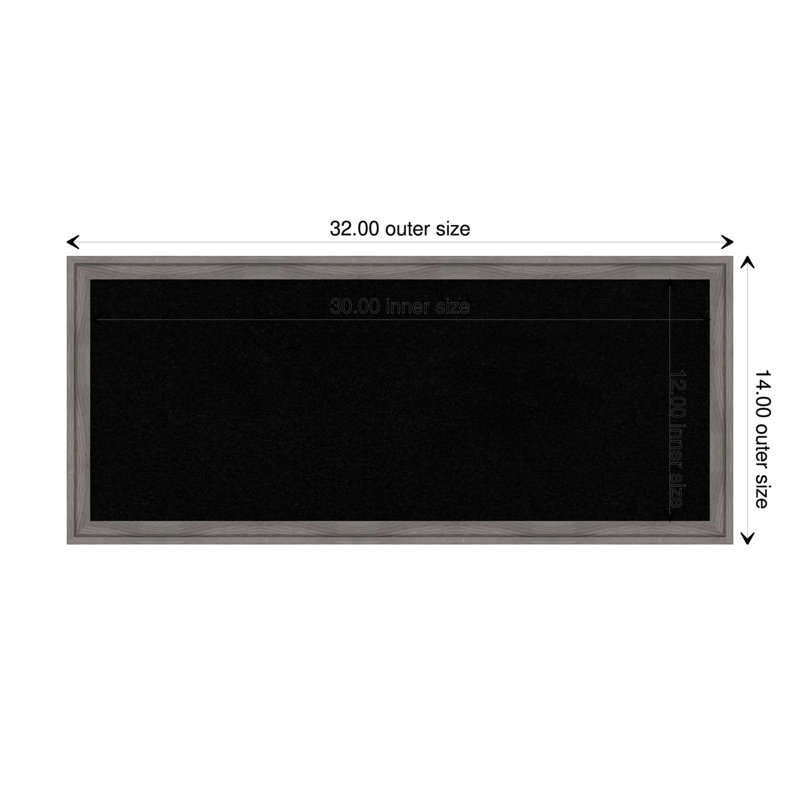Wall Cork Small Bulletin Board, Gray, 14" x 32"