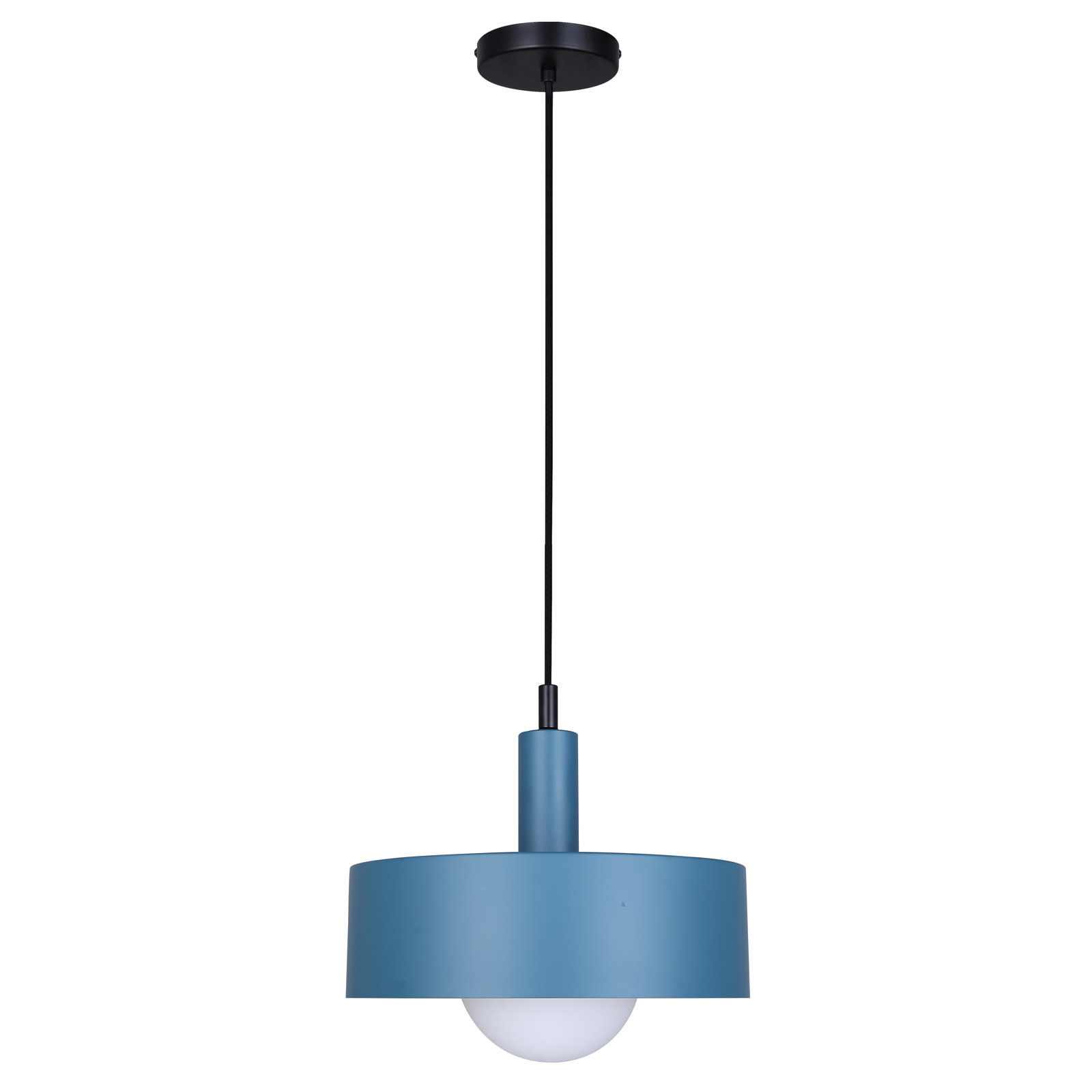 Lujayn Single Light Pendant, Matte Black/Blue