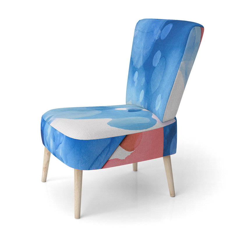 Chaise d'appoint, motif floral beige tapissé - motif floral beige II, Bleu / rose