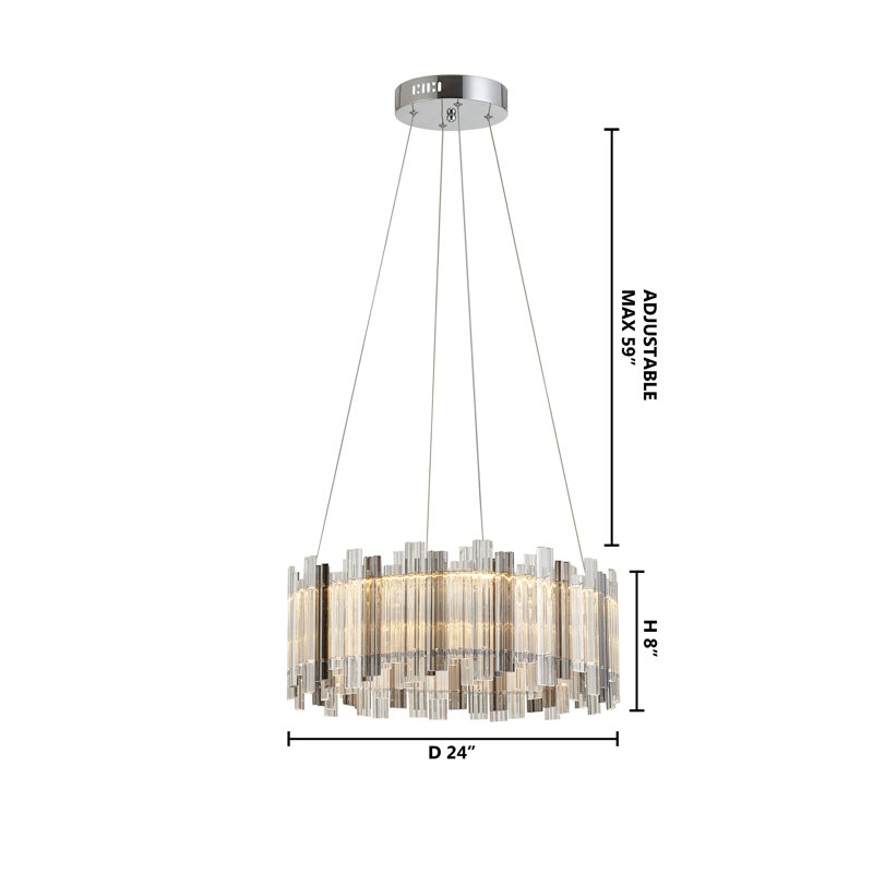 1-Light Chrome LED Pendant With Clear And Smoke Glass Accents