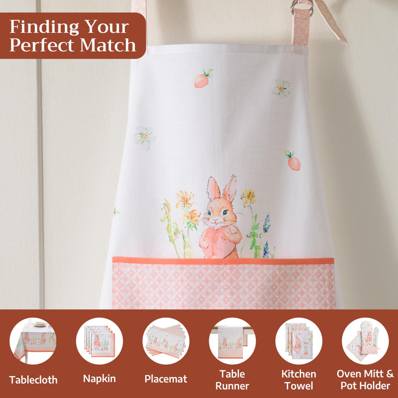 Tablier 100 % coton Maison d'Hermine Bunny Party - 27,5 po x 31,5 po