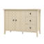 Buffet moderne à 3 tiroirs et 2 portes avec finition grain de bois, texture en forme de losange et poignées confortables Armoire de rangement élégante Poignées noires, charnières en métal, espace réglable
