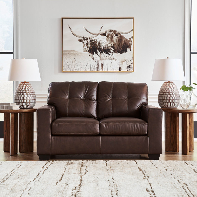 Bima Sofa, Brown Genuine Leather, 39" H x 62" W x 38" D