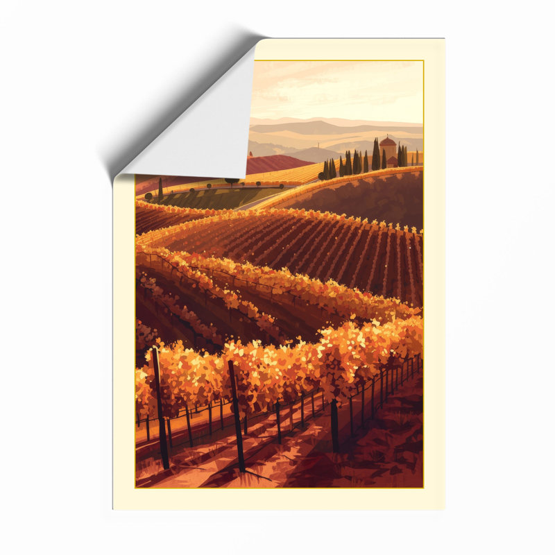 Golden Vineyard Light Rustic - Framed Print, Unframed, A2 - 59.4 x 42.0 cm