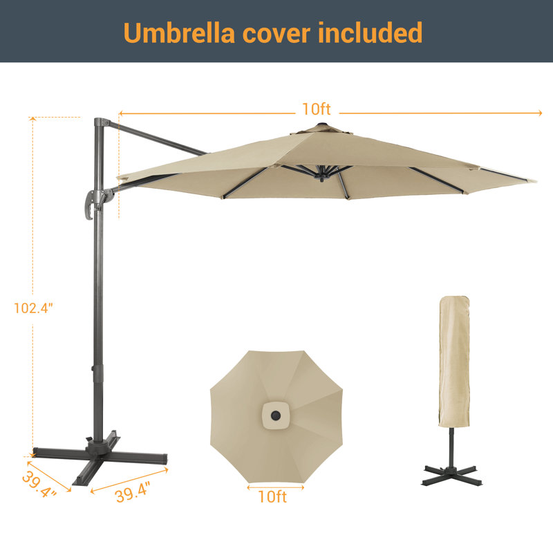 Parasol en porte-à-faux 120 po Landers, Sable