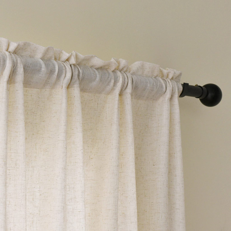 Panneaux de rideaux en lin, passe-tringle de 63 po de longueur, passe-tringle, brut, pour panneaux de fenêtre de salon de chambre à coucher, naturel, 1 panneau
