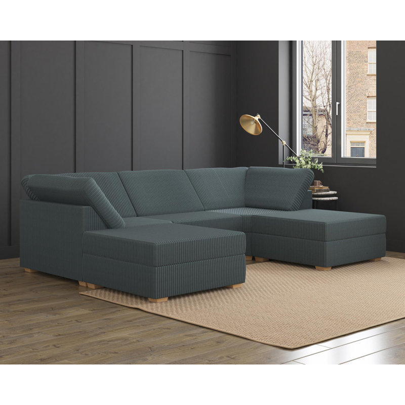 Nestle U Shape, Fixed Back, Charcoal Polyester