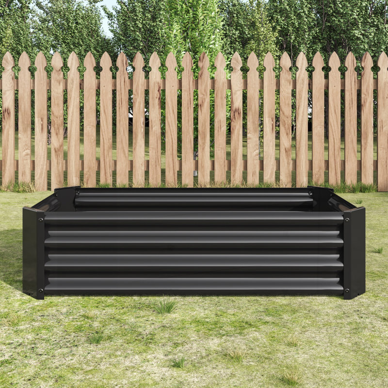 Durable Metal Raised Garden Bed, Rectangle Planter for Flowers, Vegetables, and Herbs, Ideal for Urban Gardening, Black
