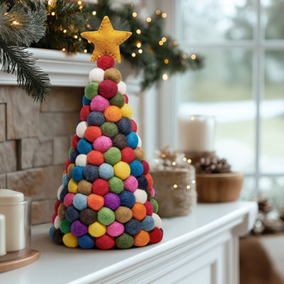  Arbre de Noël en laine feutrée à la main MODWOOL 12 po (multicolore)