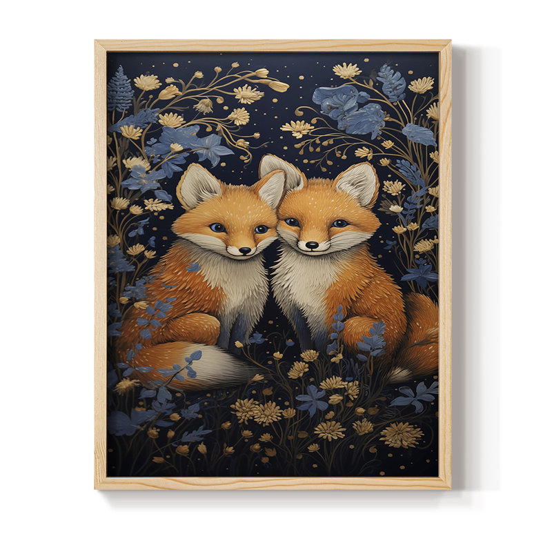 ANIMALS Series CDLxxxi, reproduction encadrée - bois massif, Naturel, H 21 po x l 17 po