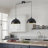 2-Light Black Dome Pendant Light for Kitchen, Dining Room, Bar, Cafe-128939430