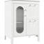 Meuble-lavabo de 61 cm (24 po) avec lavabo, deux tiroirs, une porte, étagère réglable, base en bois massif, verre, blanc, design moderne, finition peinte sous plan, forme rectangulaire, à poser.